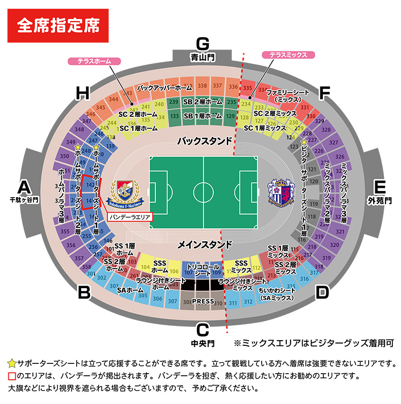 席割・受付対象席種・販売価格